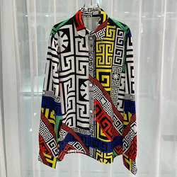 Luxury Royal Shirt Men Casual Slim Fit Long Sleeve Court Printed Mens Social Shirt Camisa Masculina Manga Longa Prom Party Shirt