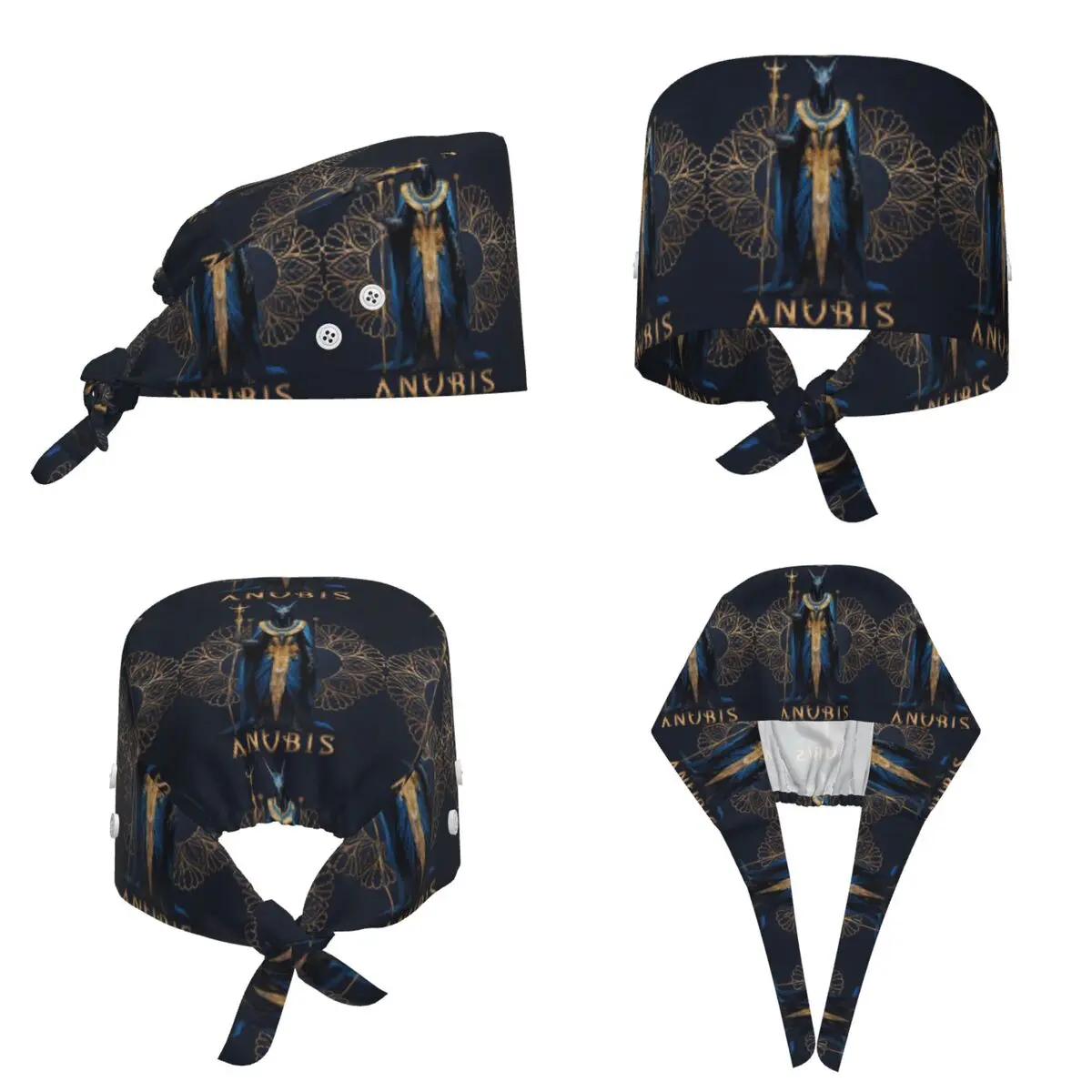 Anubis The Jackal-Headed God Of The Dead Egyptian God Scrub Hat Doctor Working Surgical Cap Men Women Adjustable Nursing Caps view 2