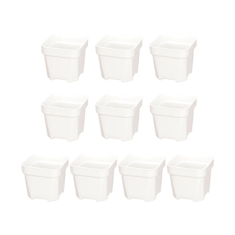  Set Of 10pcs Practical Drainage Hole Pots For Succulents Plastic Smooth Texture Decorative Plant Containers