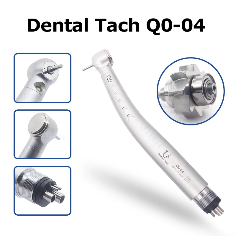 Dental Q0-04 High Speed E-Generator LED Self Power Handpiece Air Turbine Triple Spray Ceramic Bearing Push Button Torque Head