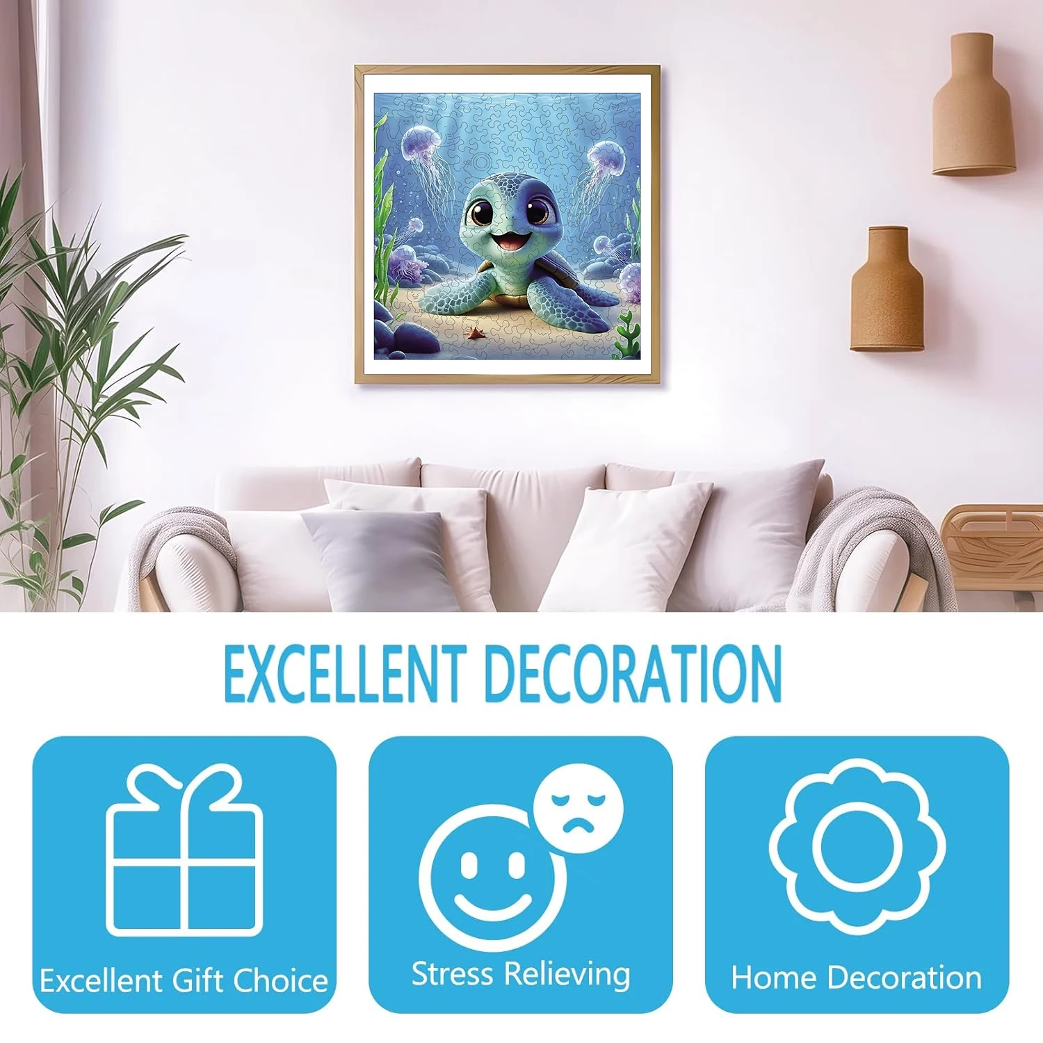 ปริศนาไม้สําหรับผู้ใหญ่,เต่าน้อยใต้ทะเลปริศนา,ของขวัญวันหยุดพิเศษสําหรับครอบครัวเพื่อน Modern Art Home Decor