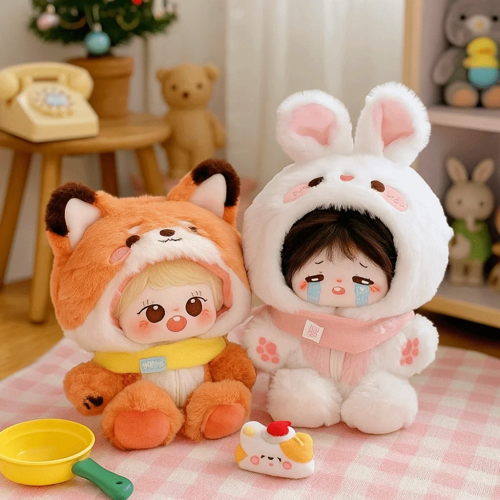 Clothes For 20CM Cotton Dolls Accessories Cute Outfit Fox Bunny Animal Cartoon Clothes Dolls Accessories Costume