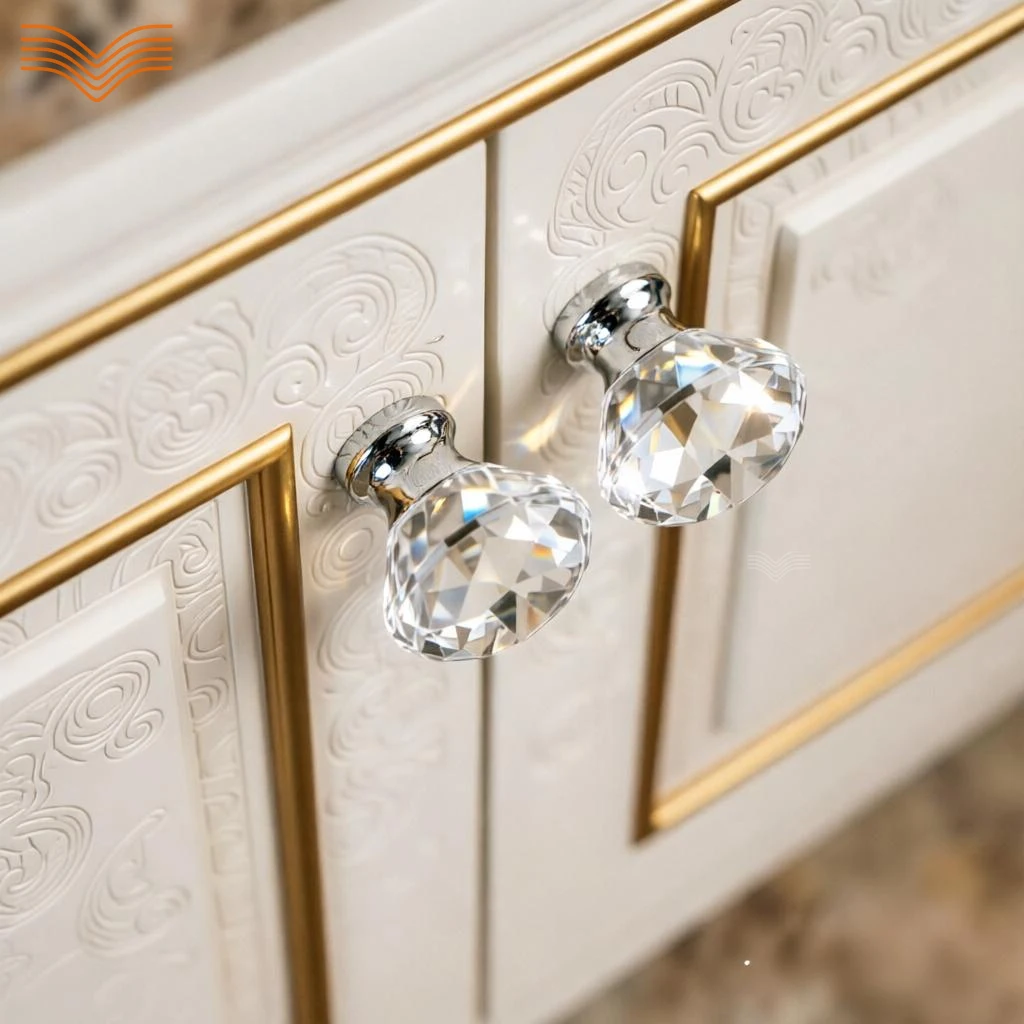 Multicolor Optional K9 Crystal Drawer Pulls Small Round Decorative Cabinet Knobs with Screws Home Furniture Hardware