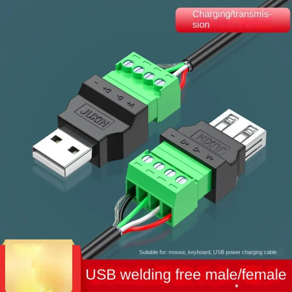 USB Plug USB 2.0 USB Connector 4 pin Adapter Connector Jack 4 Pin Screw Terminal Plug Type A Type-A 4-pin Male/Female Plug