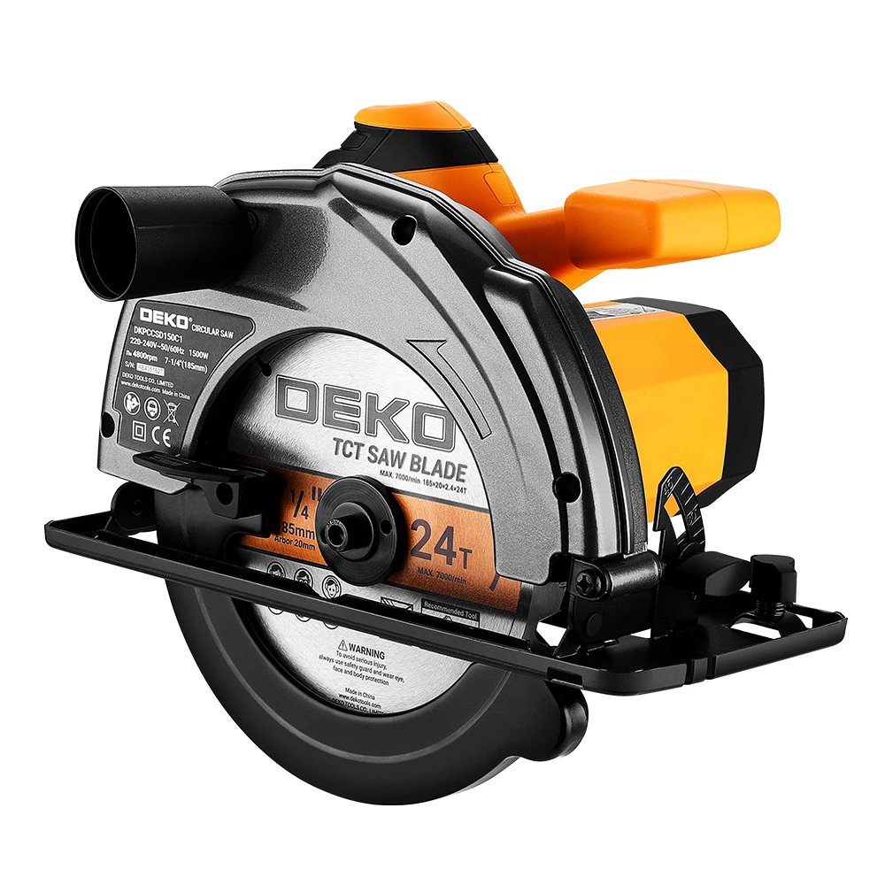 DEKO DKCS series electric circular saw 185mm multifunctional cutting machine 1500W household electric tool with auxiliary handle