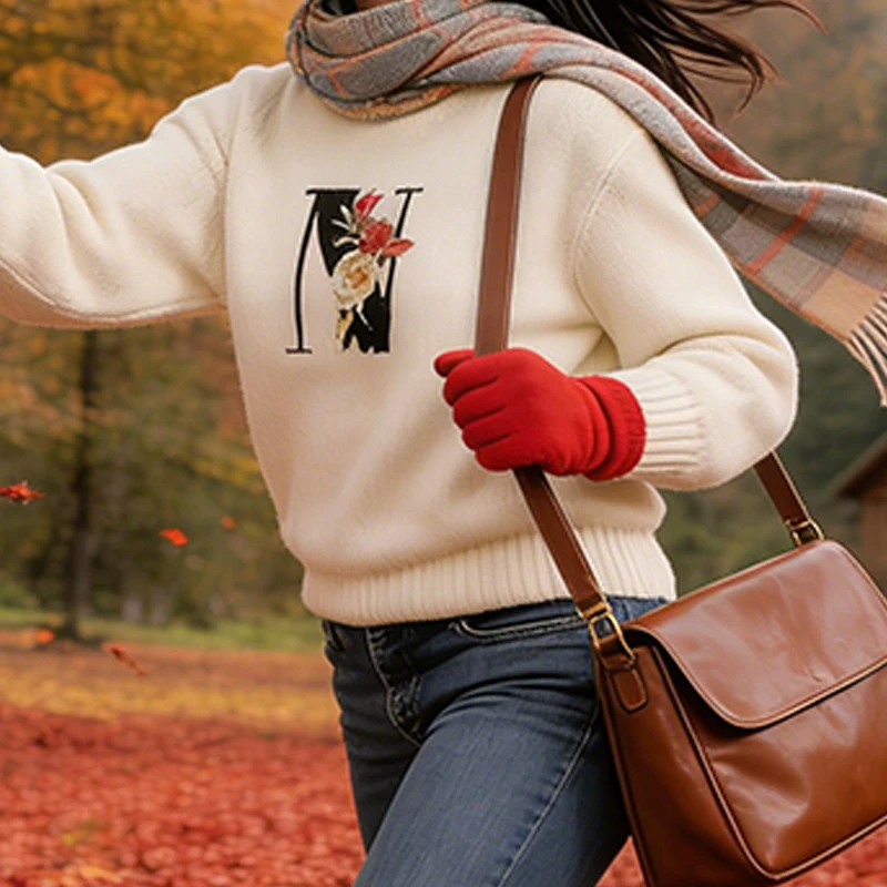 เสื้อสเวตเตอร์ไหมพรมลายตัวอักษร สไตล์สตรีทแวร์น่ารัก ของขวัญคริสต์มาสสำหรับฤดูหนาว ทรงหลวม สบายๆ แฟชั่นผู้หญิง แขนยาว คอกลม