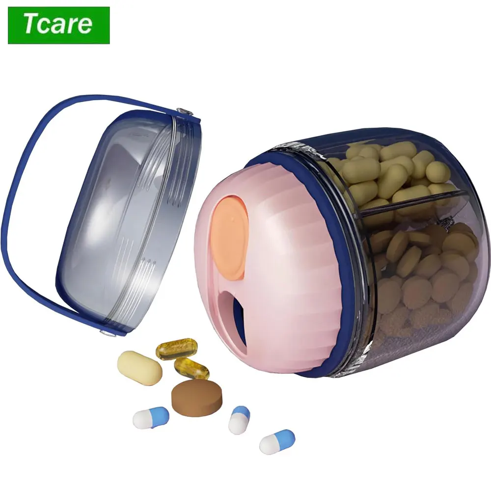 Garrafa dispensadora de comprimidos portátil, organizador de vitaminas com 4 compartimentos, contém muitos suplementos com design de aberturas amplas, 1 peça