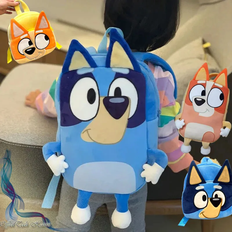 Bluey Cartoon Family Plush Backpack - Children\'S Schoolbag, Perfect For Picnics And Travel, Fun Snack Bag, Great Kids\' Gift