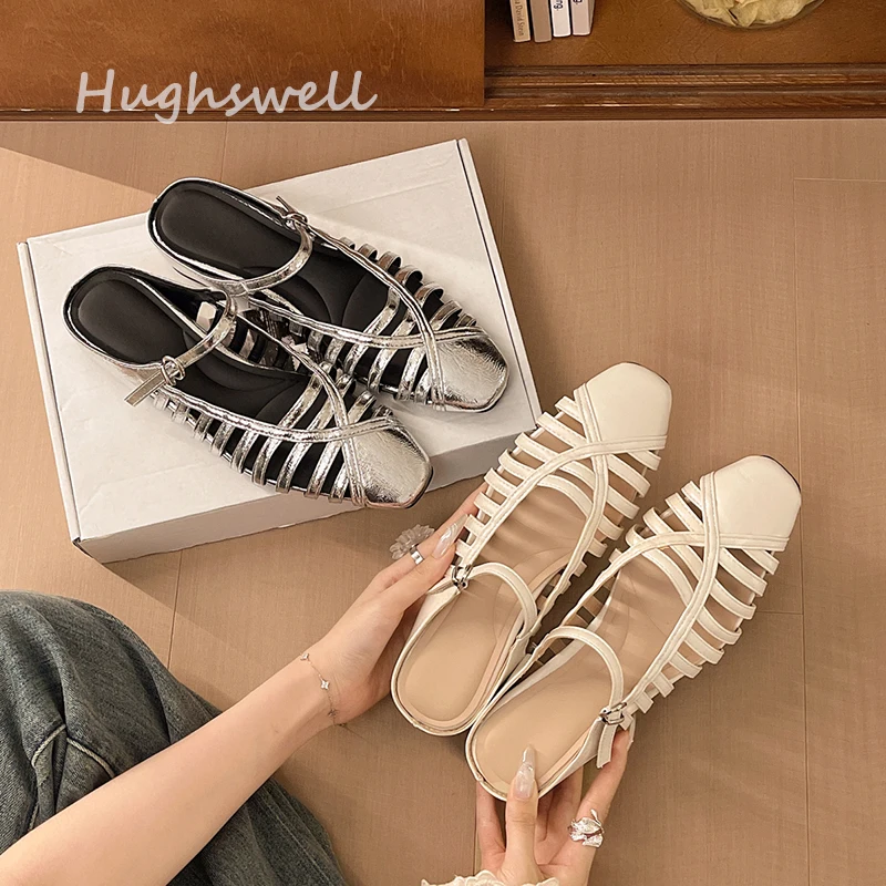 

Brand Design Braided Slingback Sandals Woman Elegant Low Heel Mary Janes Shoes Ladies Slip-on Buckle Strap Weave Mule Shoes