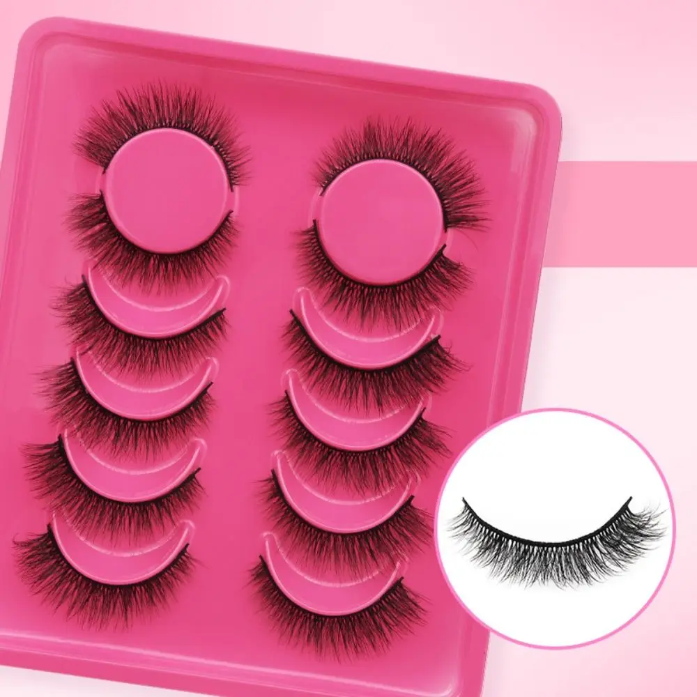 6 Pairs 3D Faux Mink False Eyelashes Soft Natural Black Band Eye Lashes Long Wispy Natural Look Eye Makeup Tools