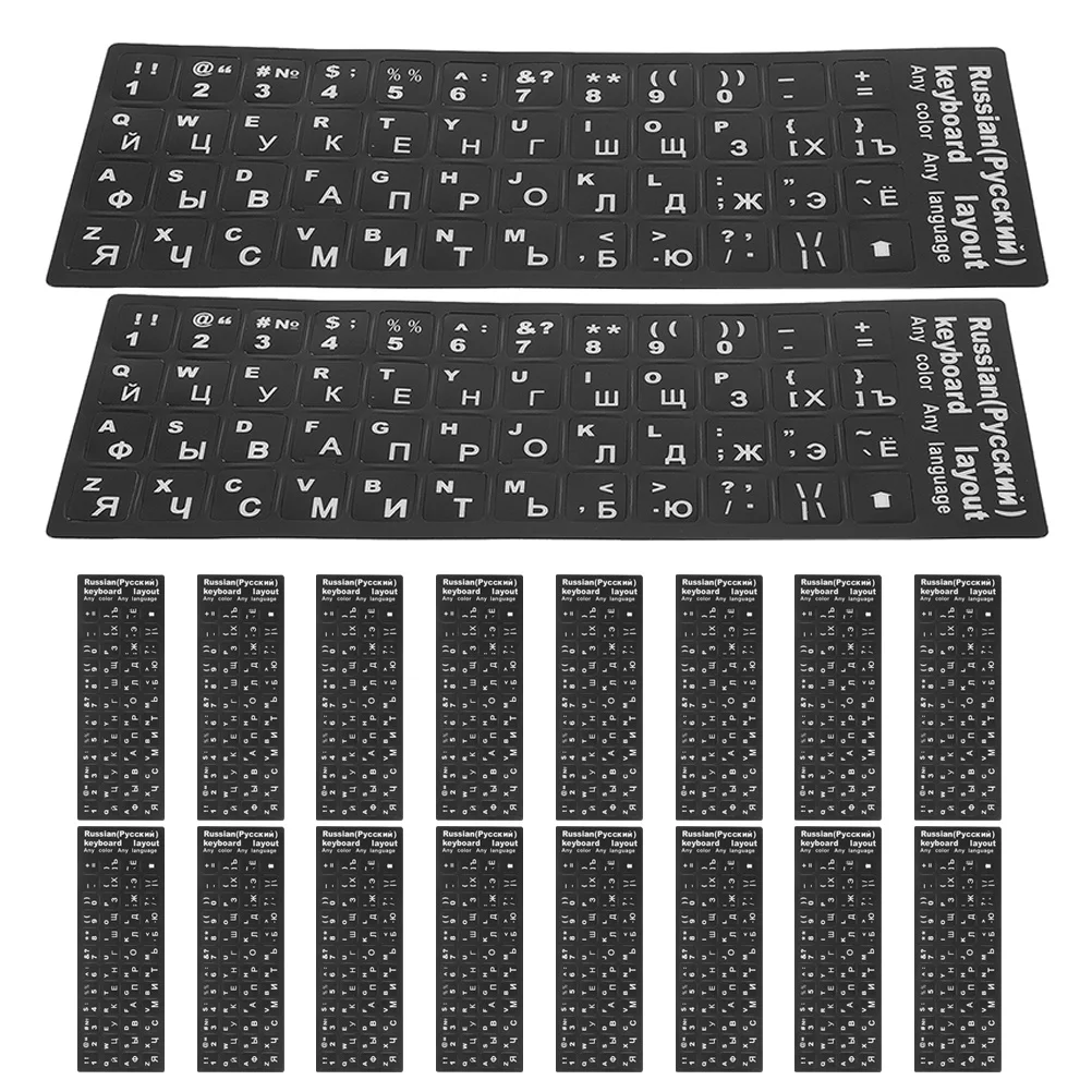 

20 Sheets Russian Keyboard Replacement Stickers Clear Printed Cyrillic Letters for Laptop Notebook Desktop Use