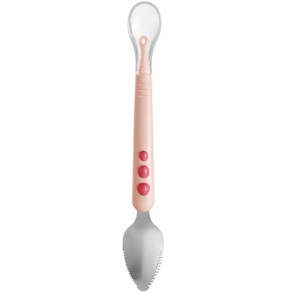 Fruit Scraper Double Head Infant Spoon Baby Puree Pink Feeding Spoons for Babies