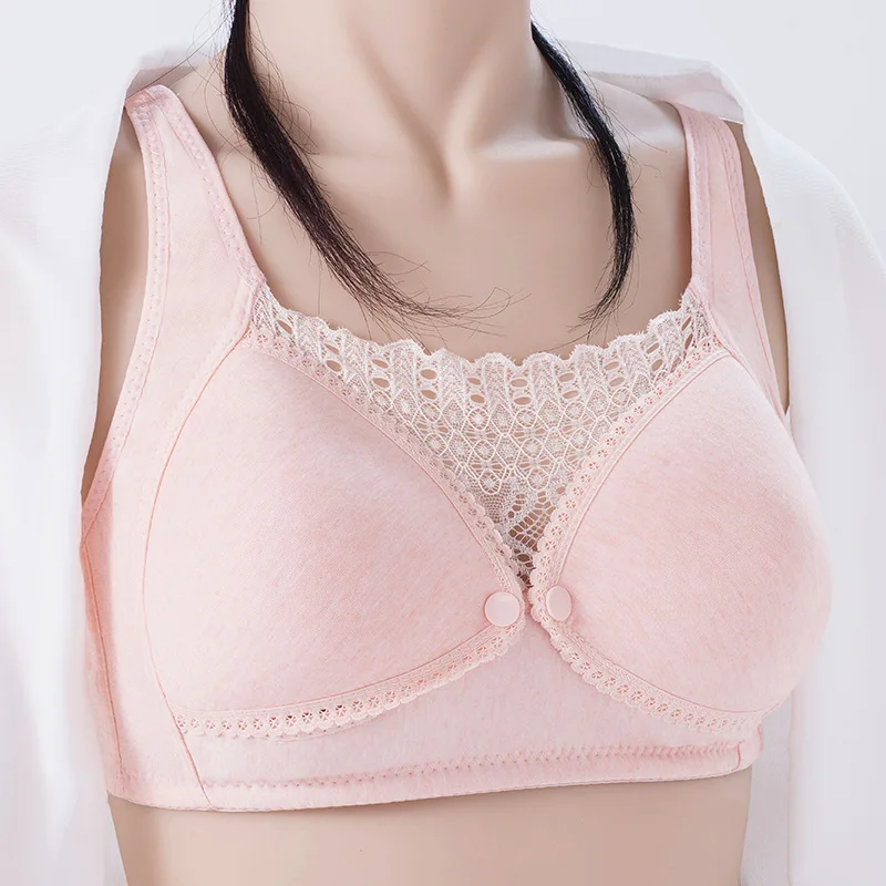 Women Wireless Baby Feeding Bra Full Bust Adjustable Straps Nursing Soft Maternity Bra Front Button Closure Breast Feeding Bra