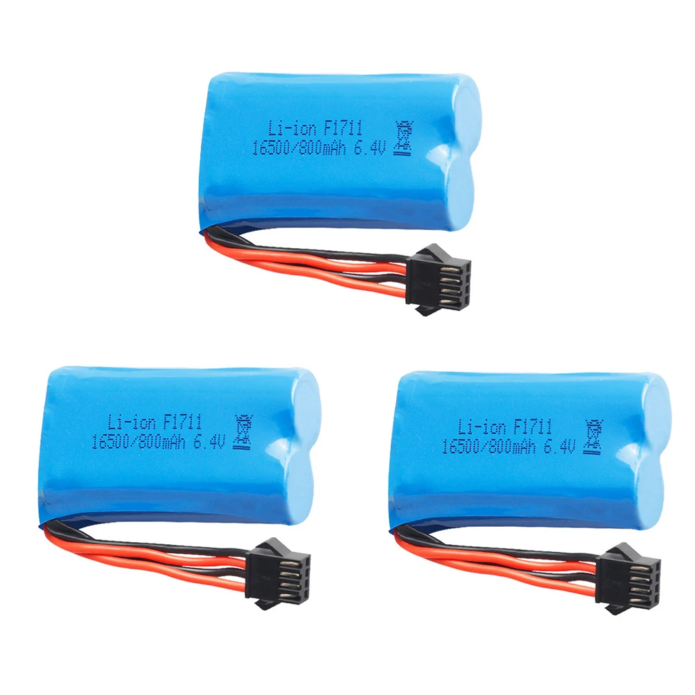 5 sztuk/partia 6.4 V 800mAh Lipo baterii dla WLToys 18628 18629 18428 18429 zdalnego szybki samochód zabawki SM4P złącze części zamiennych 6.4 V