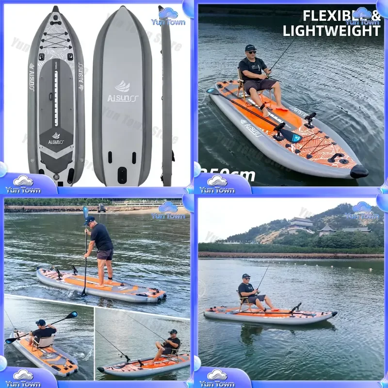 Inflatable Fishing Boat Kayak SUP for Sea Fishing with Rod Holders Stable Lure Fishing Platform Thickened Paddle Board for