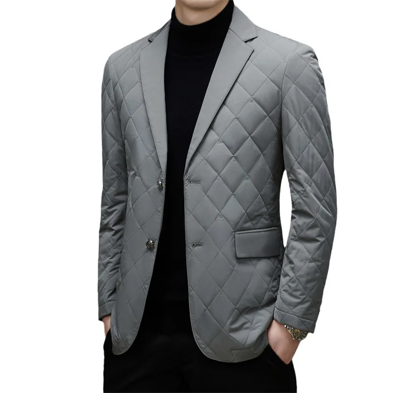 Down Jacket Men\'s Business Casual Suit White Duck Down Coats Diamond Thickened Jacket Mens Winter Jacket Suit Down Jacket