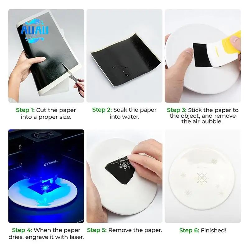 

AUAU-Black Laser Engraving Marking Paper, 4 PCS Laser Color Paper With Scraper, 39X27cm For Fiber Lasers, Ceramics
