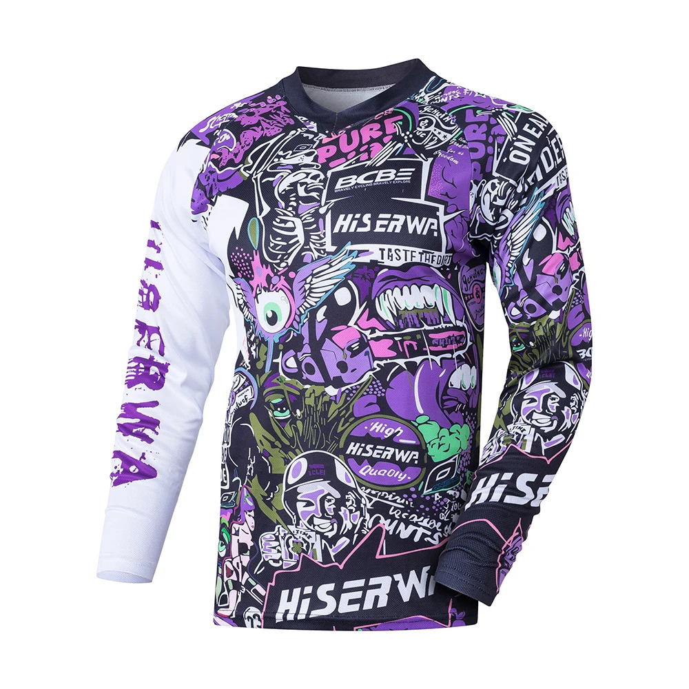 

HISERWA рубашки для мотокросса с длинными рукавами трикотажные изделия для скоростного спуска мотоциклетная спортивная одежда для мотокросса MTB велосипедные рубашки футболка для горного велосипеда