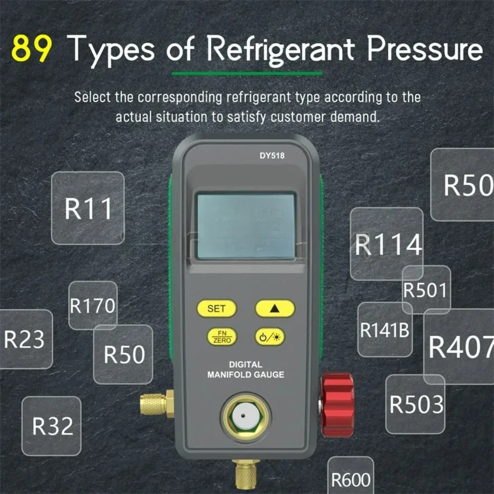 Refrigerant Vacuum Gauge Pressure Temperature Electronic Manometer Gauge Tester Digital Manifold Gauge for Car Air Conditioner