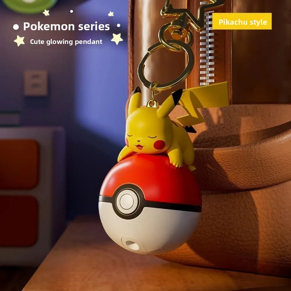 

Hot Sale Pokemon Kawaii Light Up Keychain Cute Pikachu Psyduck Bulbasaur Anime Pendant Bag Charm Collectible Gift for Fans
