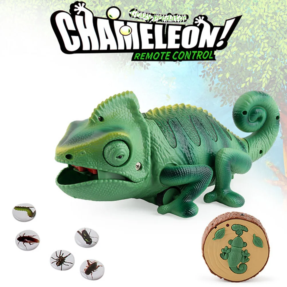 Electric Remote Control Light Crawling Chameleon Feeding Lizard Educational Toys Eat Cards Eating Game Childrens