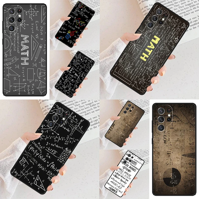Etui na telefon Samsung S24 S25 Galaxy S23 S22 S21 Note 10 20 Pro S20 Plus FE Ultra lite z wzorami matematycznymi i równaniami gumowymi