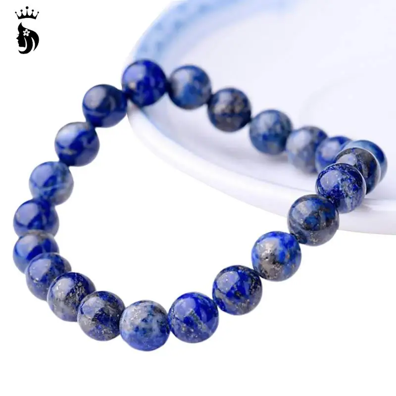 Natural 8mm Lapis Lazuli Beads Bracelets Unisex Elastic Bangle Natural Stone Round Beads Bracelet For Men Women Jewelry Gifts