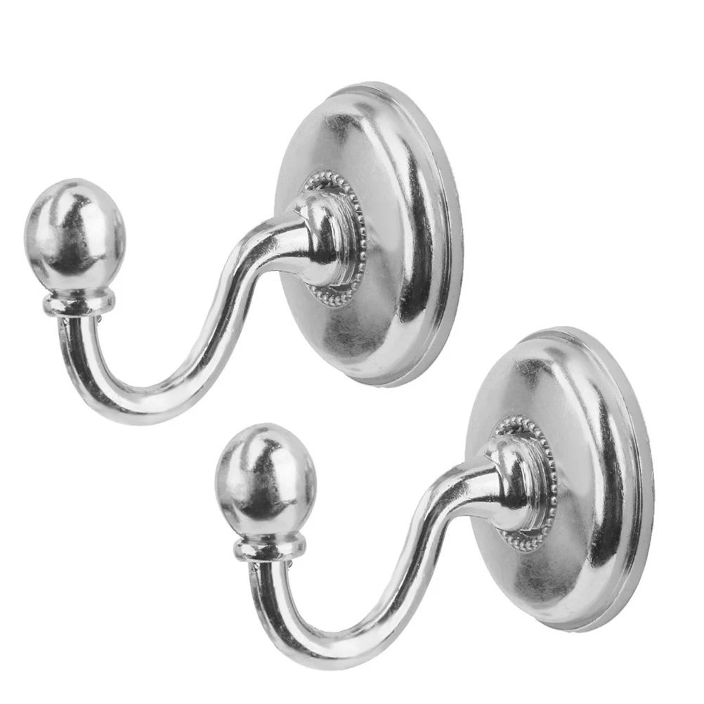

2pcs Vintage Alloy Pommel Curtain Holdbacks Tieback Hooks For Wall Door Hat Coat Hangers Silver Thick Rounded Edge Home Decor