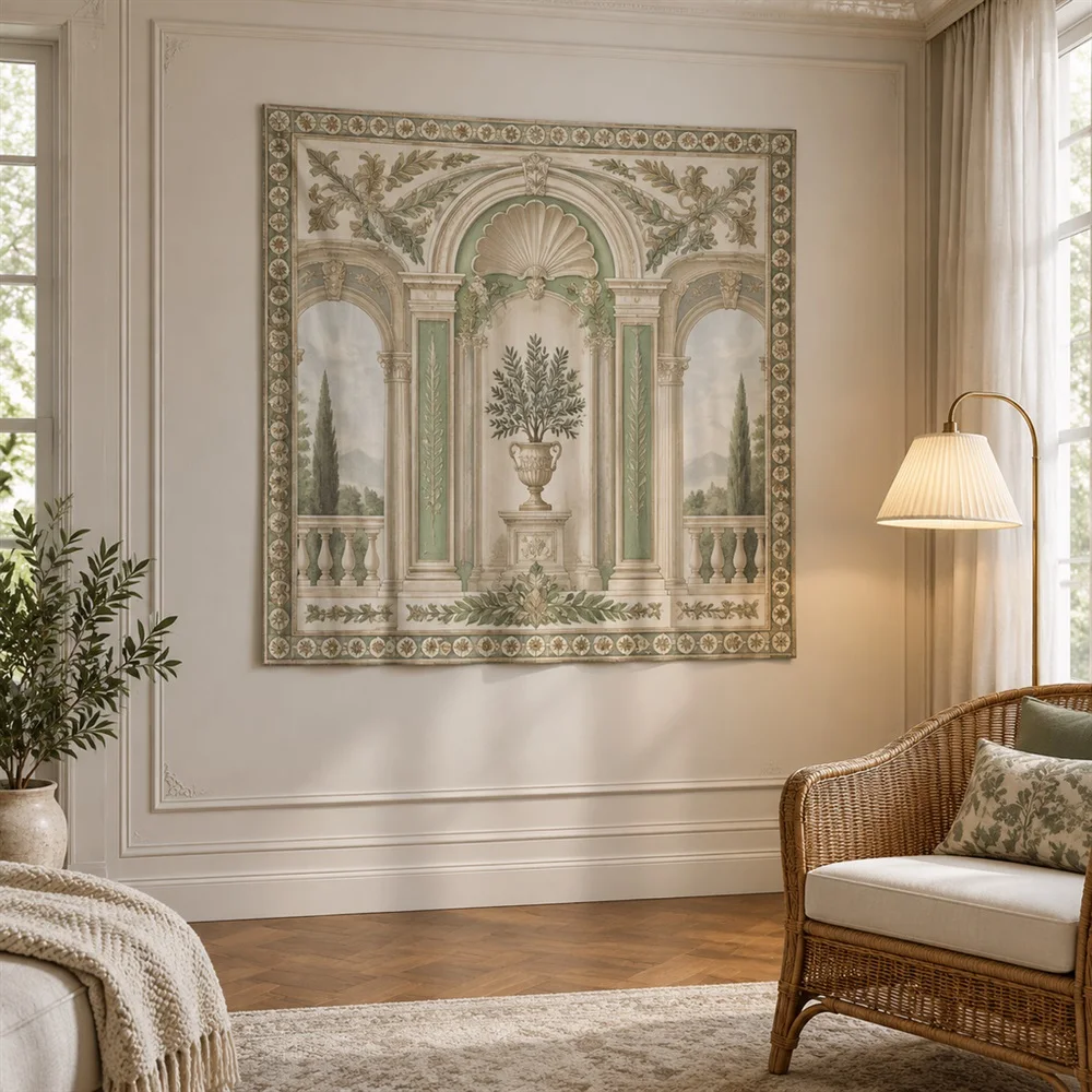VIKAMA Column and Arch Mirror Symmetric Tapestry Wall Hanging, Neoclassical Wall Art Tapestries for Living Room Bedroom Entryway