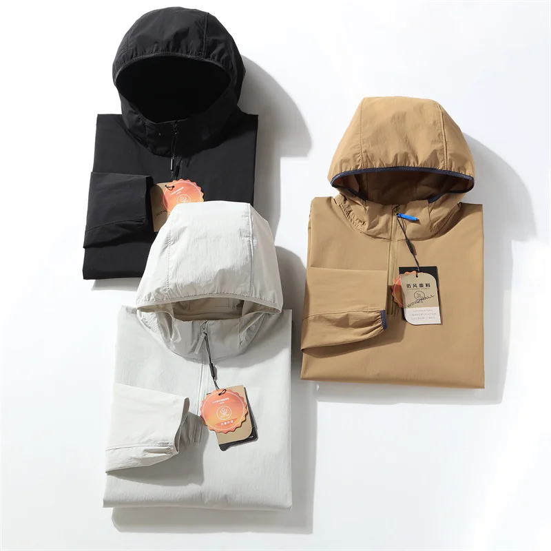 

Outdoor Breathable Waterproof Hoodie Jaet f Zip Loose Fit for Men And Women Spring Faion Urban Sle Nylon Spandex