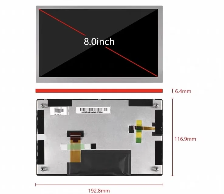Brand-New, Genuine 8-Inch LCD Screen, 1280×720, LVDS, 800 nits Brightness, Touchscreen, HDM Driver Board AV080HDM-N19