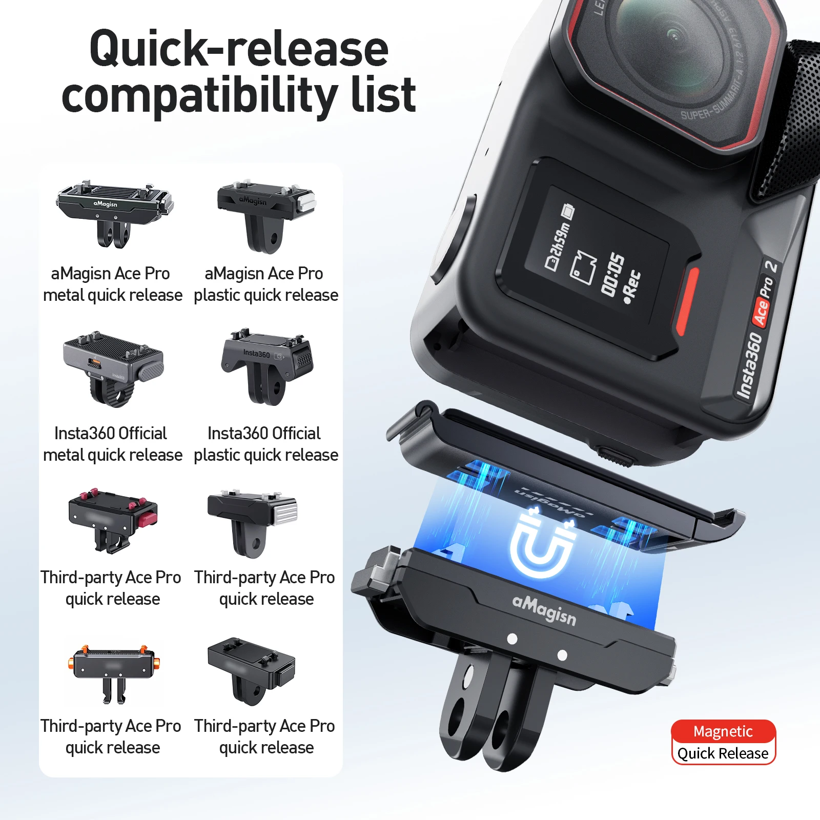 Battery Cover For Insta360 Ace Pro2 Vertical-shoot Quick Release Adapter Waterproof Cover For Insta360 Ace Pro2 Accessories