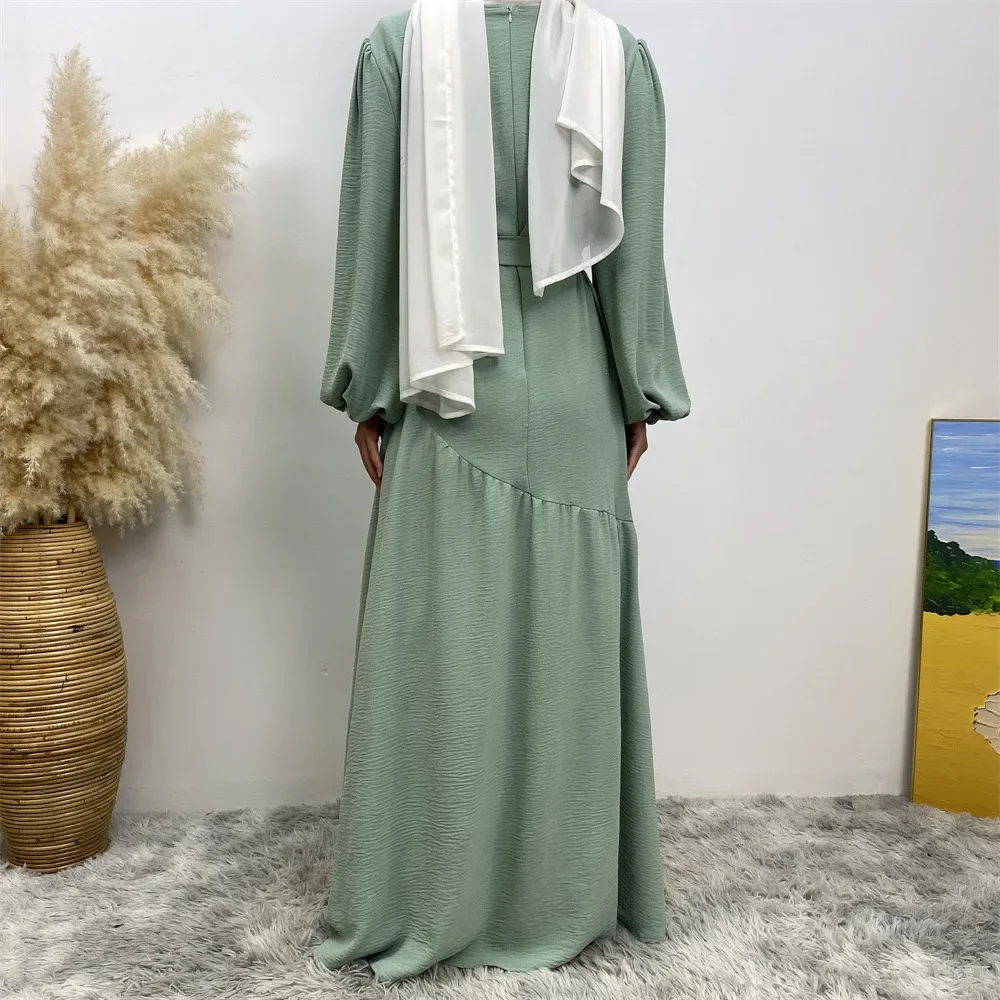 2025 Solido Eid Vestito Delle Donne Abaya Dubai Arabo Musulmano Moda Abiti Lunghi Ramadan Mubarak Hijab Robe Islam Abbigliamento Caftano Abaya