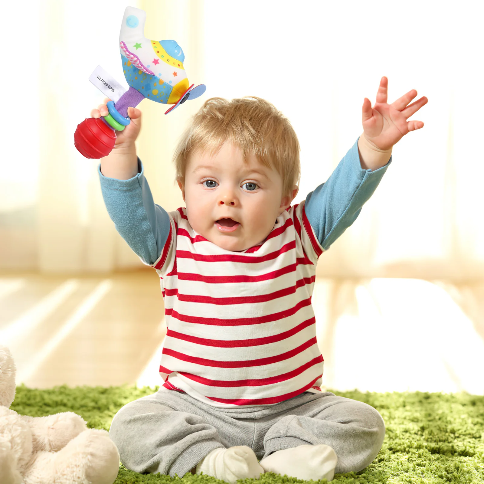 Bedbel Hand voor baby-baby Schattige vroege leunende rammelaars Mooie schok-pasgeboren