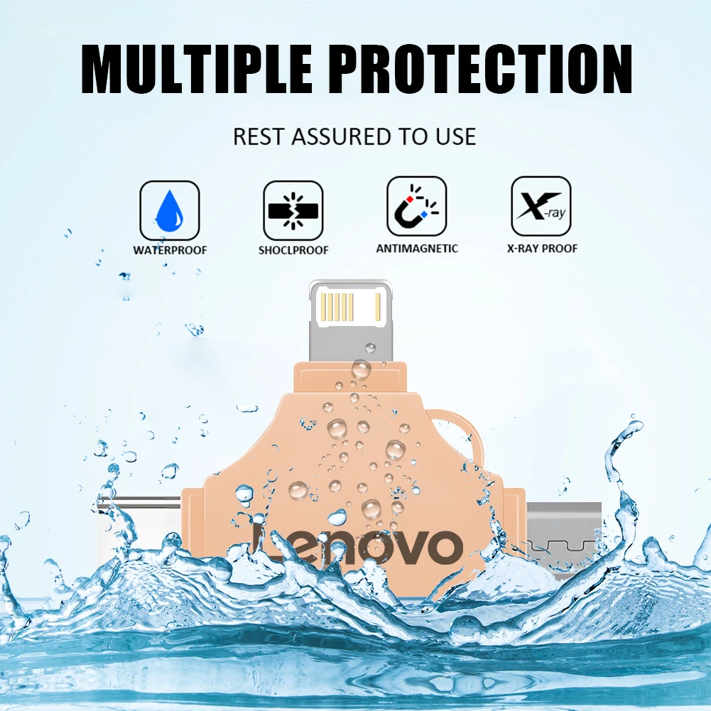 Lenovo 4 в 1 USB-накопитель Портативный Type c USB 3.0 Pen Drive 2 ТБ 1 ТБ 128 ГБ Высокоскоростной USB-накопитель для ноутбука Бесплатная доставка