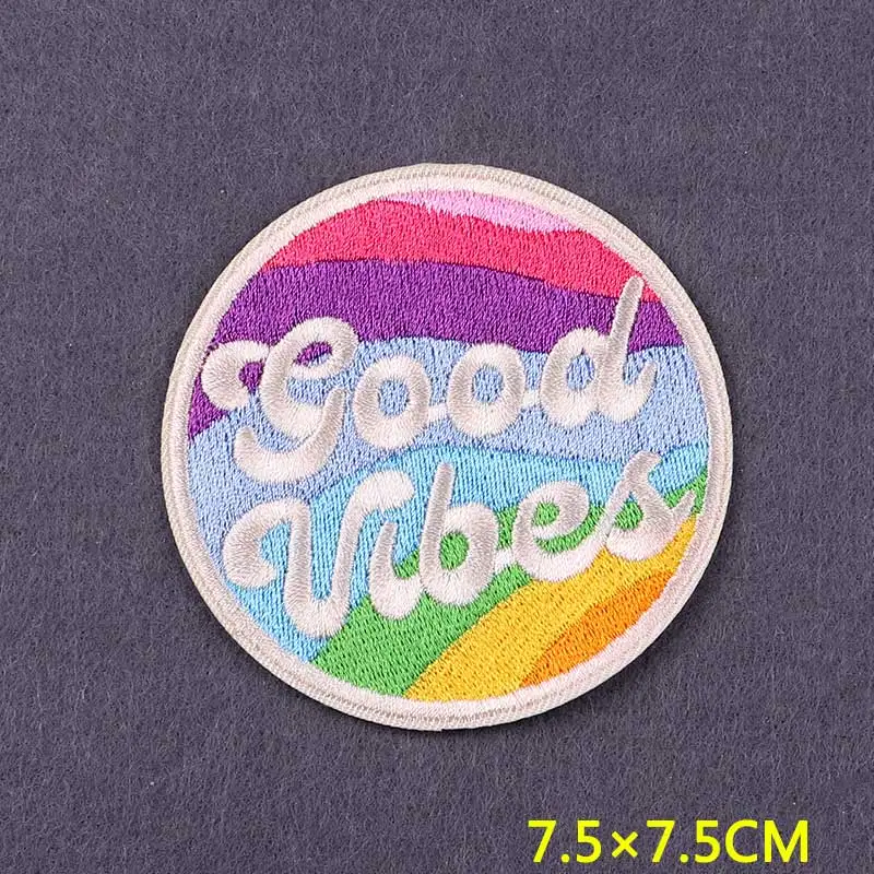 Embroidery Patch Positive Slogan Patches For Clothing DIY Love And Peace Stripes Iron On Patches On Clothes Badges On Backpack