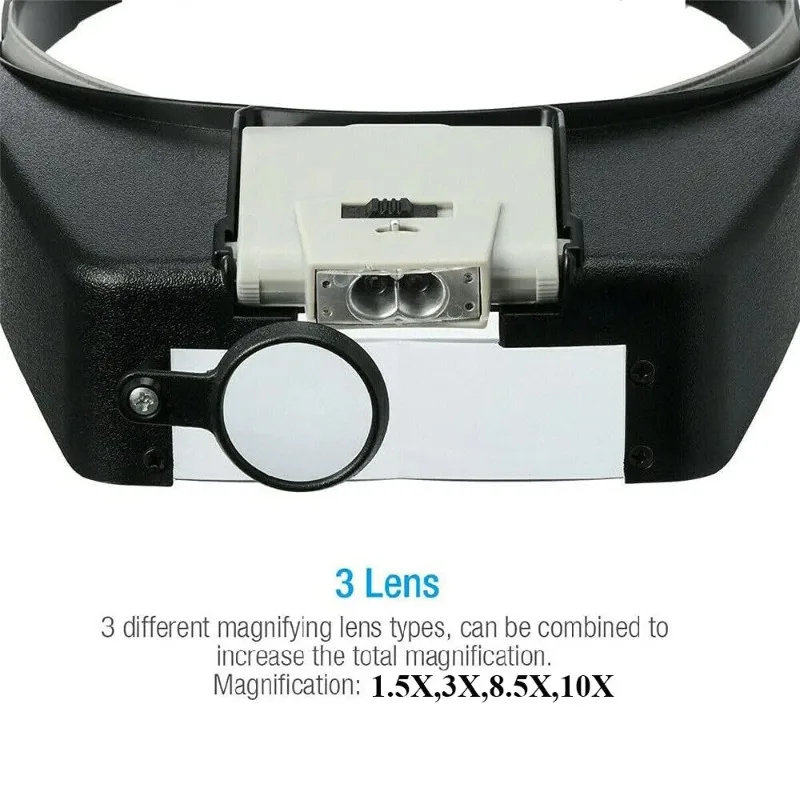 10X عقال نظارات المكبر قابل للتعديل حجم LED المكبر العدسة نظارات للقراءة Optivisor المكبر مضيئة
