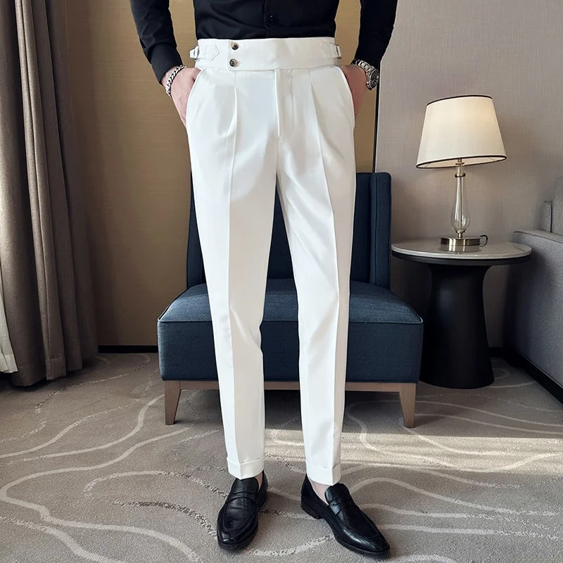 

Naples Men's High Waist Chinos 2025 New Style Casual Long Pants Korean Trend Straight Leg Suit Pants Fashionable Urban Style