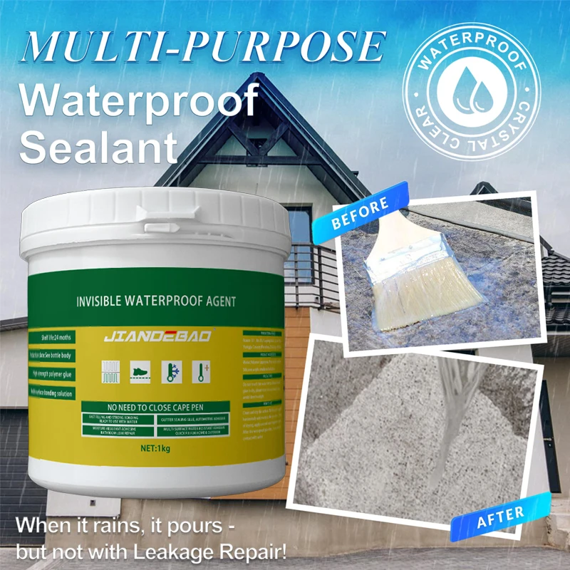 1 كجم عامل غير مرئي مقاوم للماء - تجفيف سريع للجدار، والسقف، وإصلاح تسرب الحمام، والاستخدام الداخلي/الخارجي #1