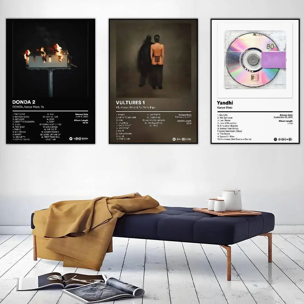 

Rapper K-Kanye W-West Bully Poster Sticky Wall Art Printing Waterproof Home Living Bed Room Bar Aesthetic Decor