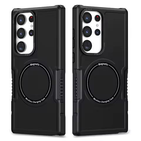 For Magsafe Wireless Charging Soft TPU+Hard PC Shockproof Phone Case For Samsung S24 S23 S22 S21 Ultra Plus S20 FE Bumper Cover