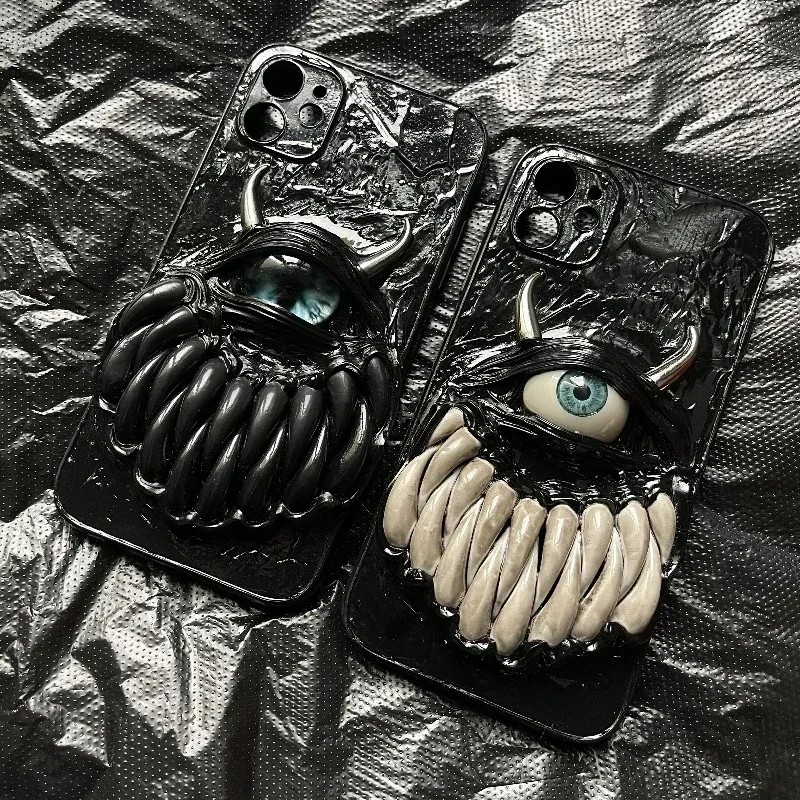 4002 Original Handmade Customized Phone Case 3D Teeth Cthulhu Eyes Horror Gothic Punk Dark Cthulhu Halloween Gift Phone Case