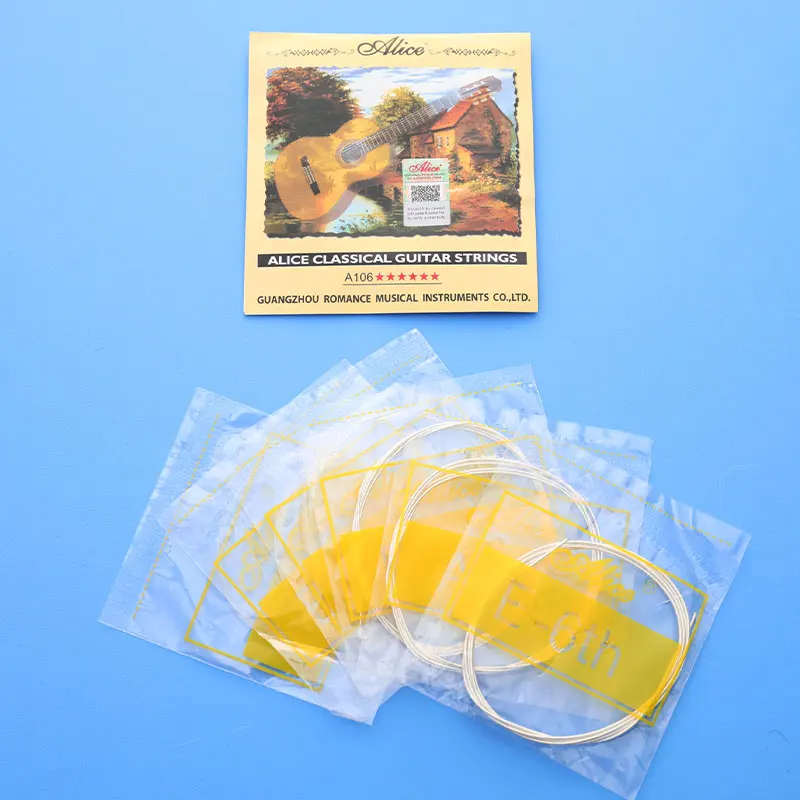 1 шт., нейлоновые Серебристые Струны для акустической классической гитары A106, музыкальный инструмент 10*10,5 см
