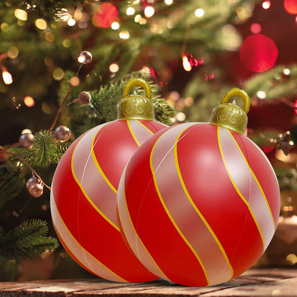 Outdoor Christmas Inflatable Decor Ball 40/60cm PVC Giant Big Large Balls Xmas Tree Decorations Toy Ball without Light Ornament