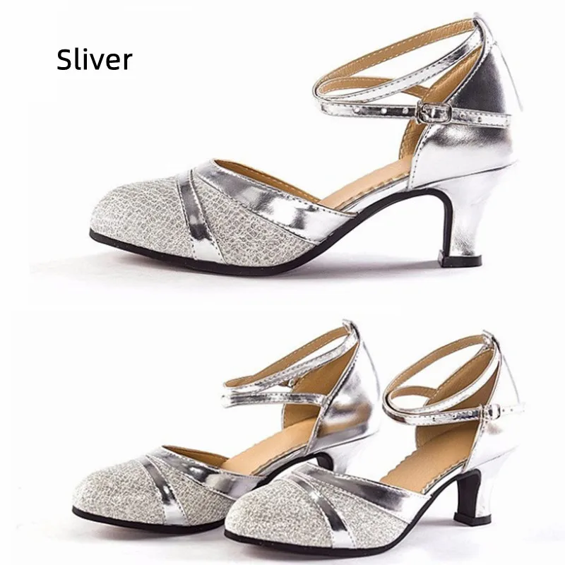 Zapatos de baile latino para mujer, calzado de Salón/exterior, Tango, fiesta moderna, tacones altos de 3,5/5,5/7CM, Punta cerrada, zapatos de Salsa