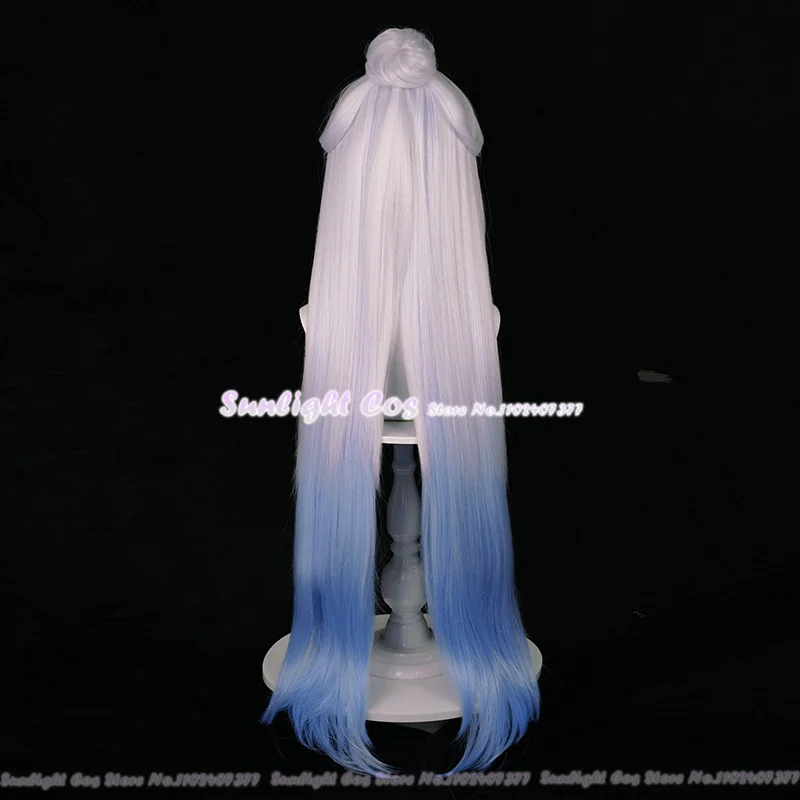 Jingliu Cosplay Pruiken Jingliu Cosplay Pruik 96Cm Zilver Wit Blauw Pruiken Hittebestendig Synthetisch Haar Anime Pruik