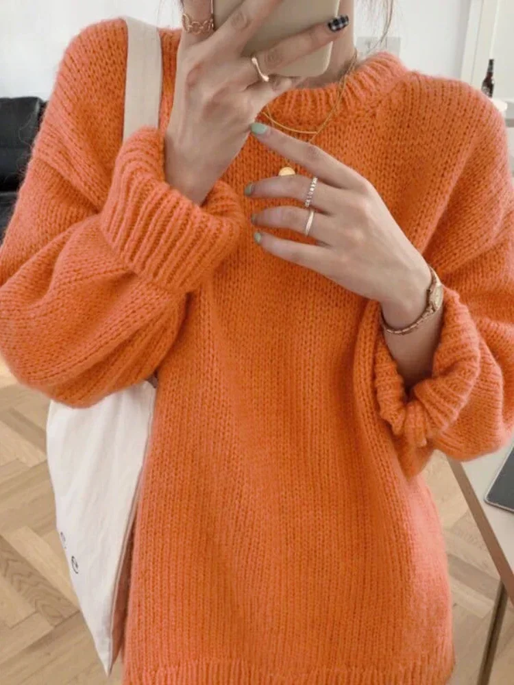 Fall 2021 Winter Womens Sweaters Women Clothing Knitted Loose Sweater Knitting Wool Oversize Pullover Woman Sweaters Girls Thick