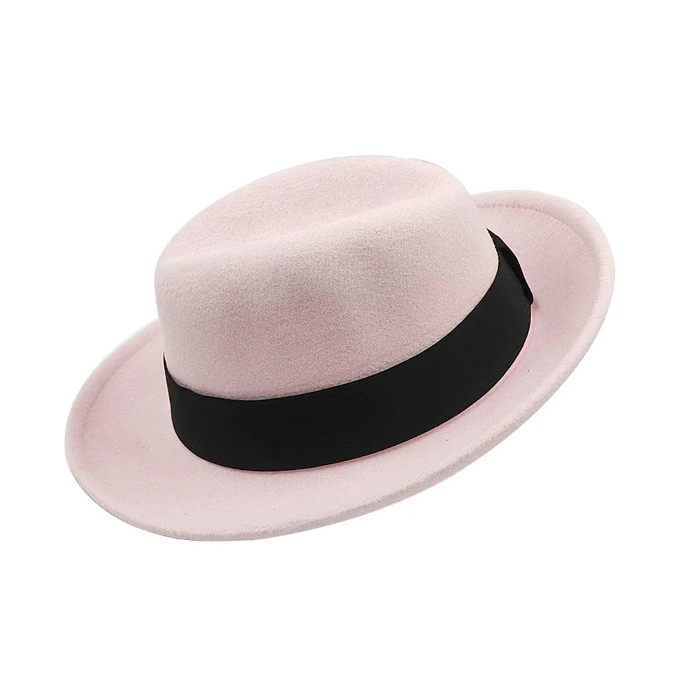 2023 na co dzień moda klasyczna jesień z krótkim rondem filcowy kapelusz Fedora mężczyzn jednolity kolor Panama Top w stylu Vintage kapelusz zimowy