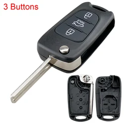 3 Buttons Car Key Fob Case Shell Replacement Flip Folding Uncut Blade Car Key Case Fit for Hyundai Kia