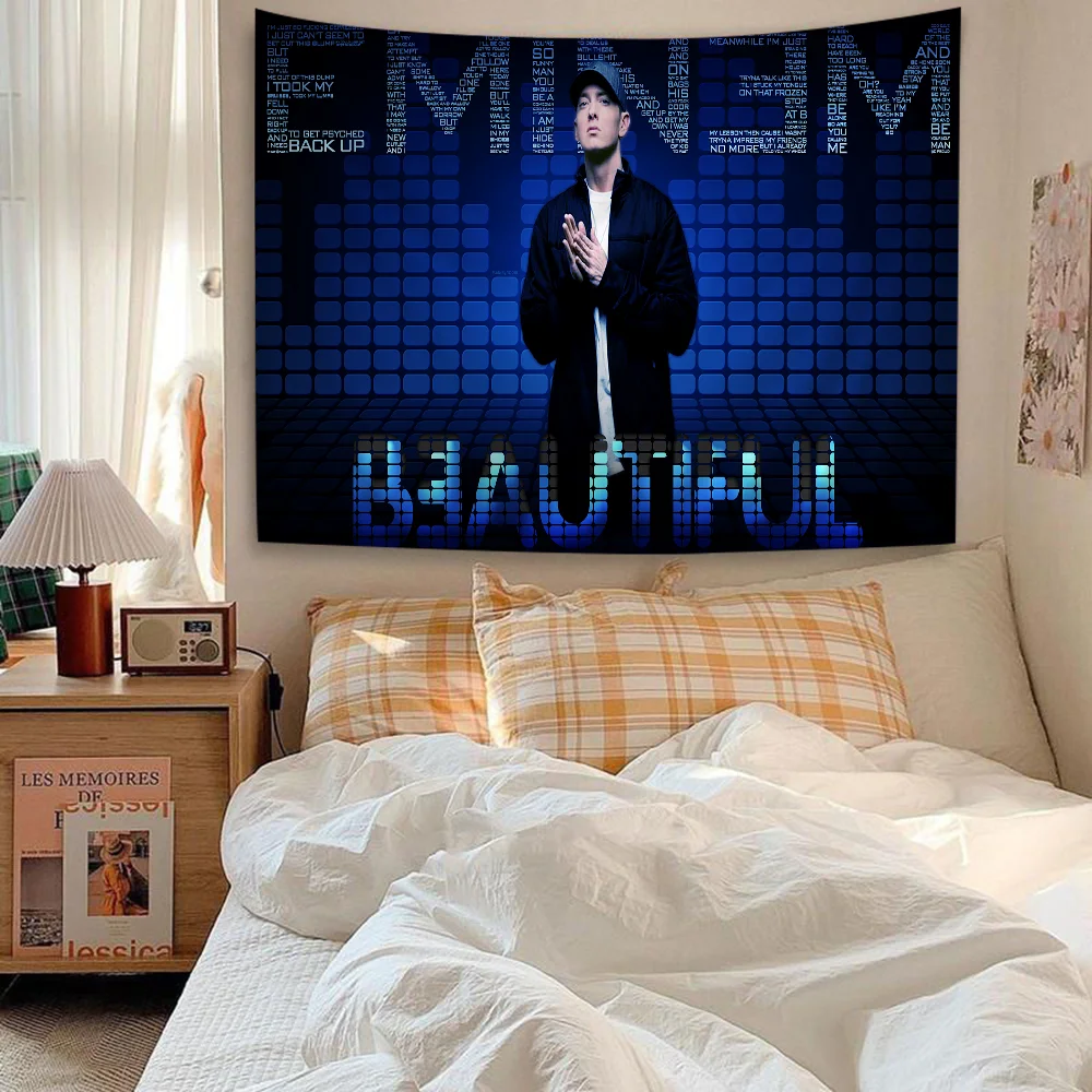 E-Eminem Anime Tapestry Hanging Tarot Hippie Wall Rugs Dorm Home Decor